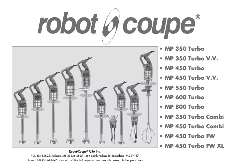 Page n°1 - Manuel utilisateur Robot Coupe MP 600 Turbo