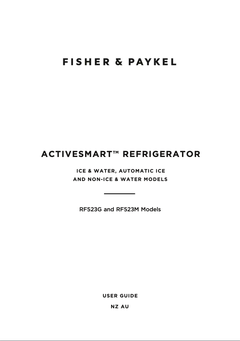 Page n°1 - Manuel utilisateur Fisher & Paykel RF523GDX1