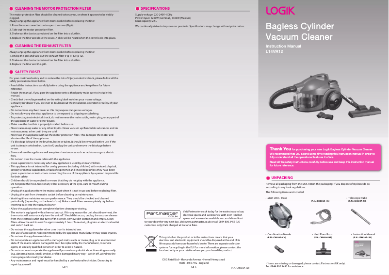 Page n°1 - Manuel utilisateur Logik L14VR12