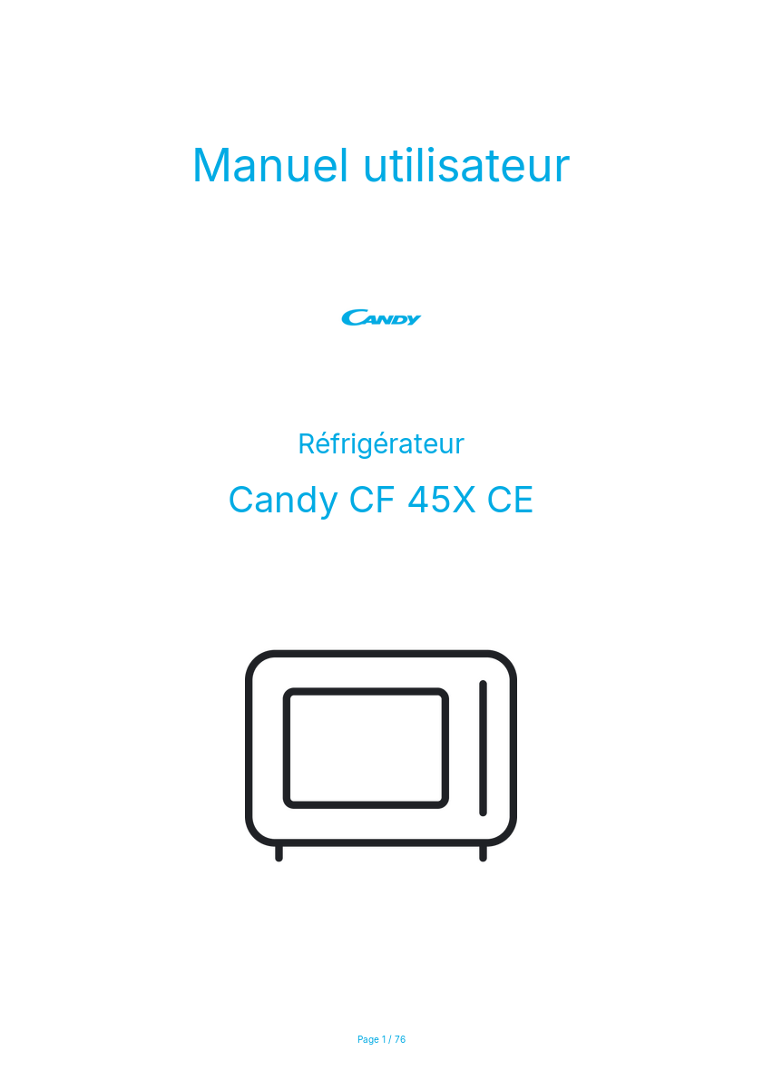 Page n°1 - Manuel utilisateur Candy CF 45X CE