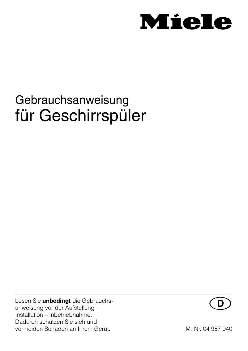 Page 1 de la notice Manuel utilisateur Miele G 602 SC