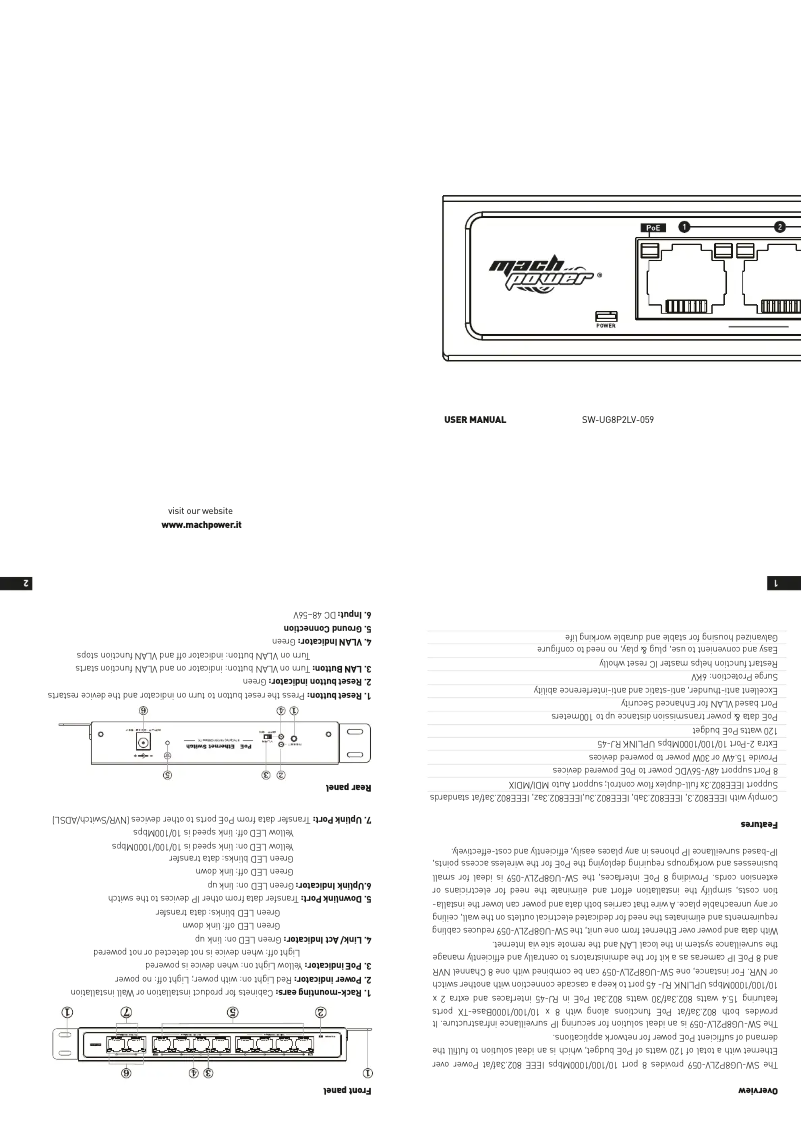 Página 1 del manual Manual de usuario Mach Power SW-UG8P2LV-059