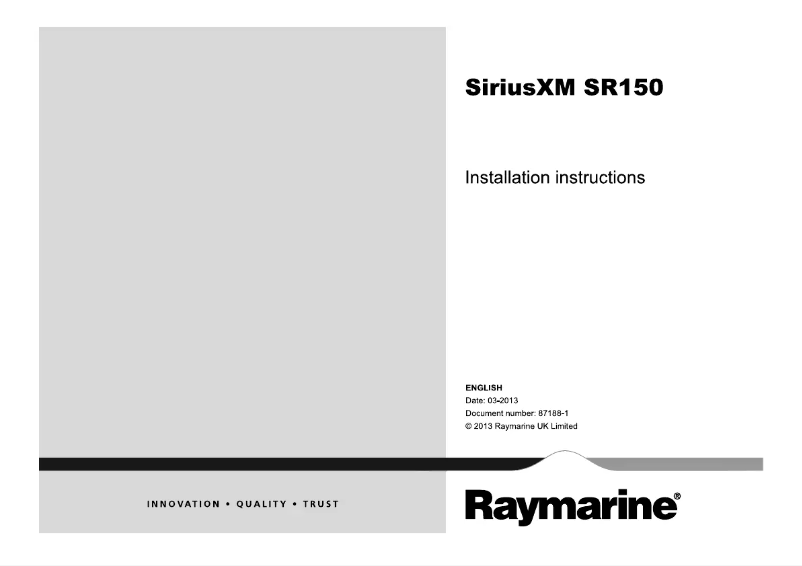 Page n°1 - Manuel utilisateur Raymarine SiriusXM SR150