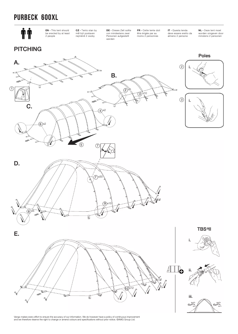 Page 1 de la notice Manuel utilisateur Vango Purbeck 600XL