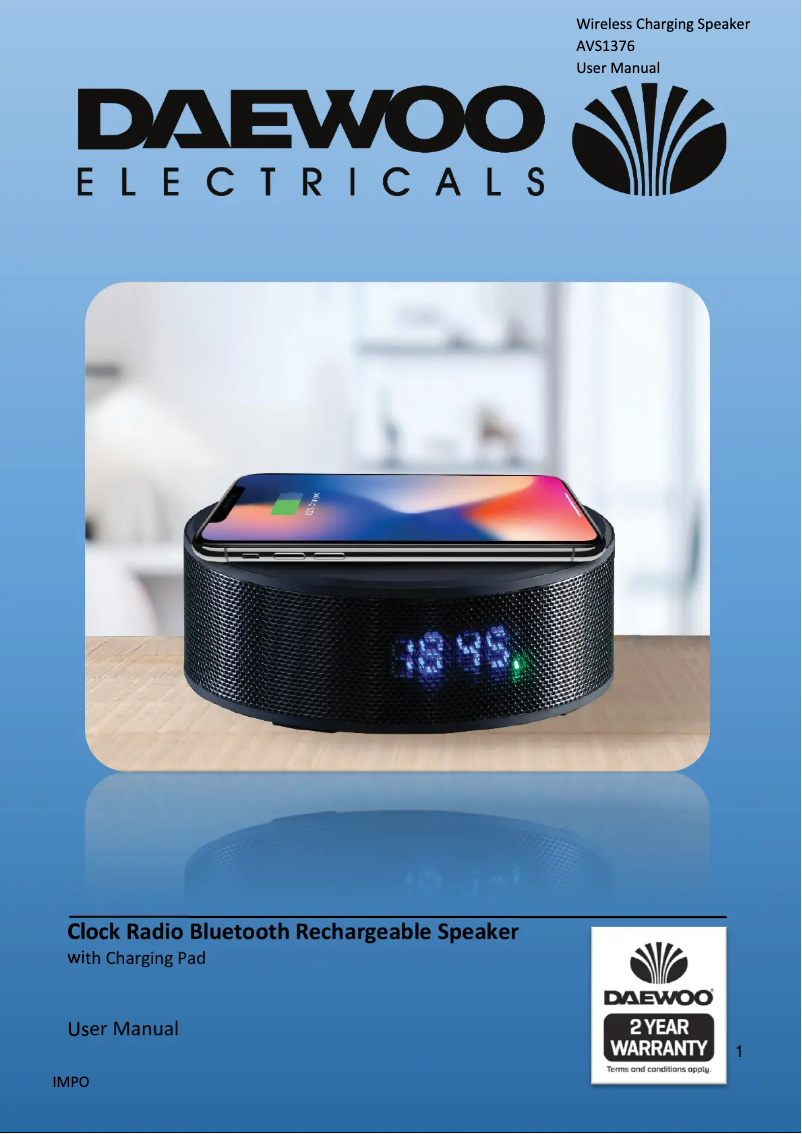 Page 1 de la notice Manuel utilisateur Daewoo AVS1376