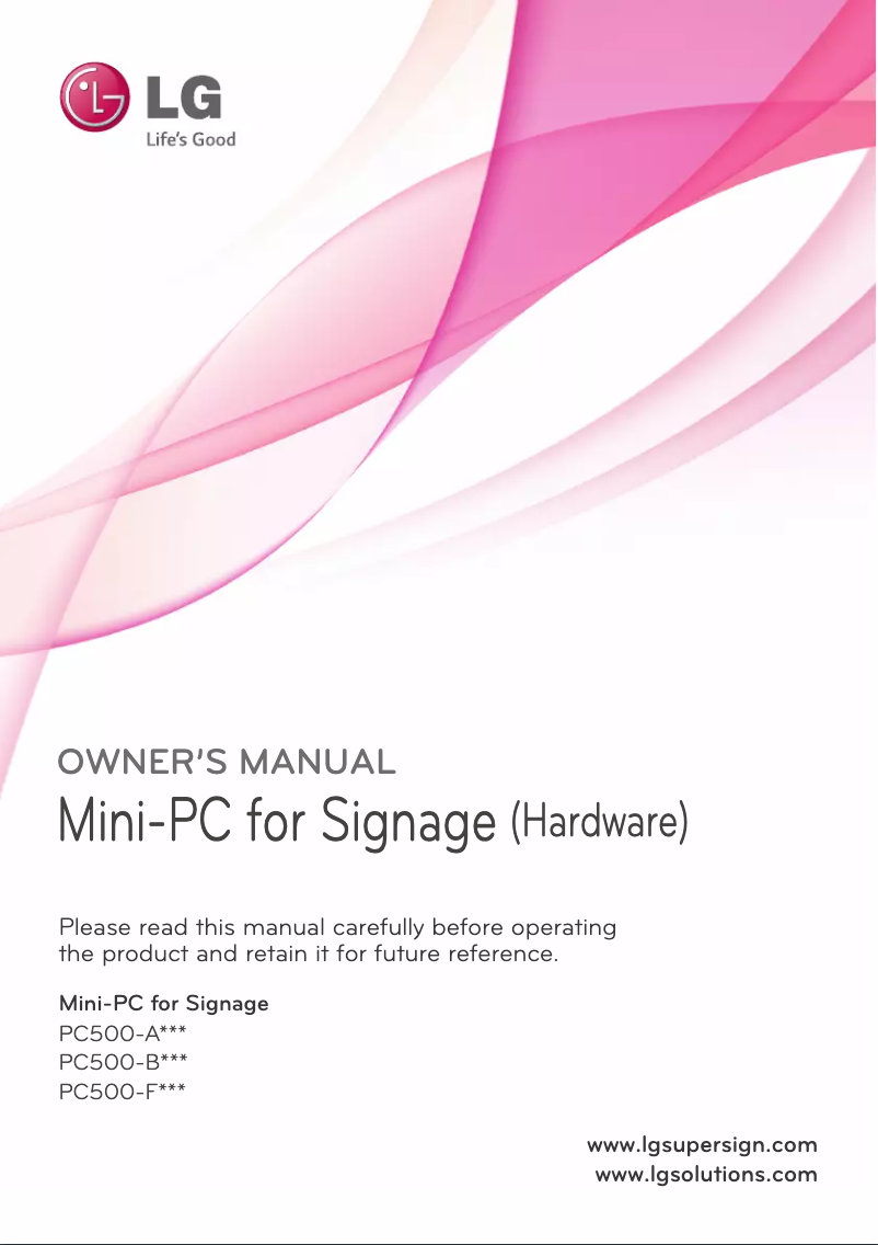 Page n°1 - Manuel utilisateur LG PC500-FDBFP