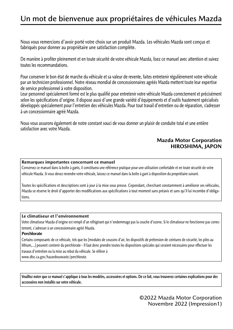 Page 1 de la notice Manuel utilisateur Mazda CX-90 (2024)