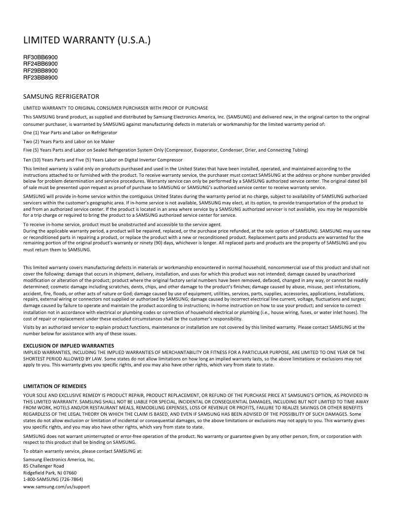 Image de la première page du manuel de l'appareil RF30BB6900AW