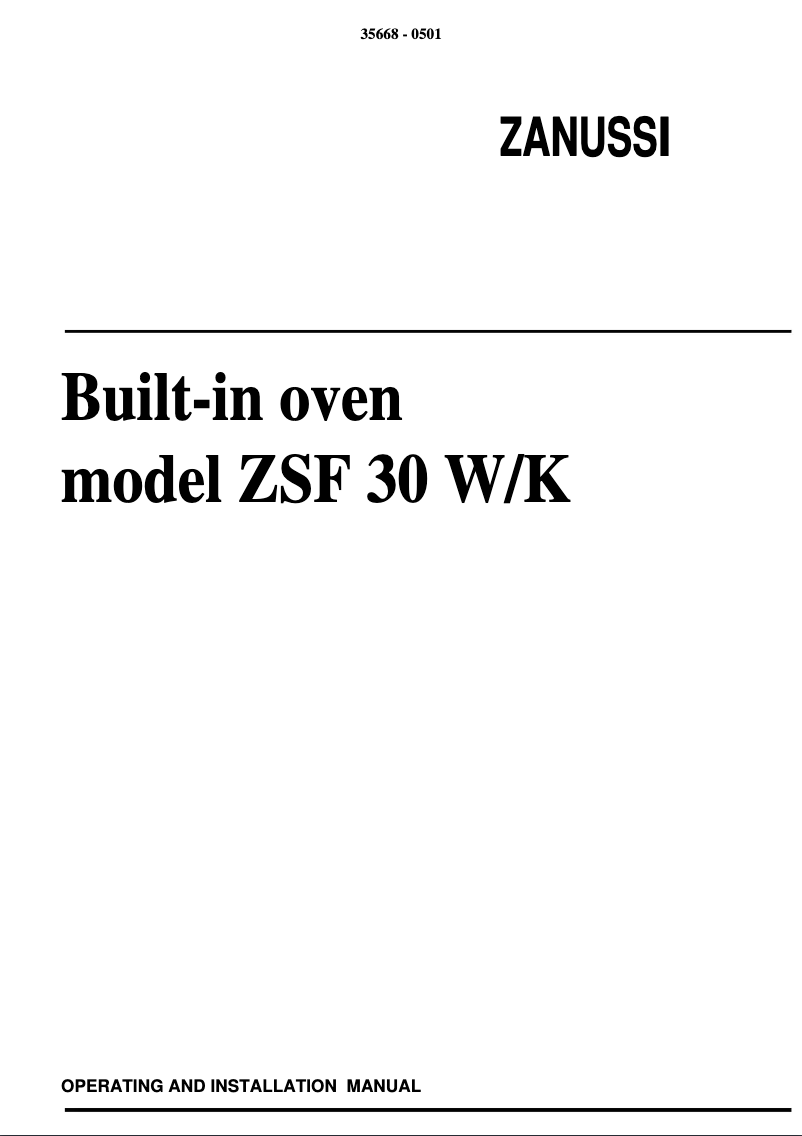 Page 1 de la notice Manuel utilisateur Zanussi ZSF30W
