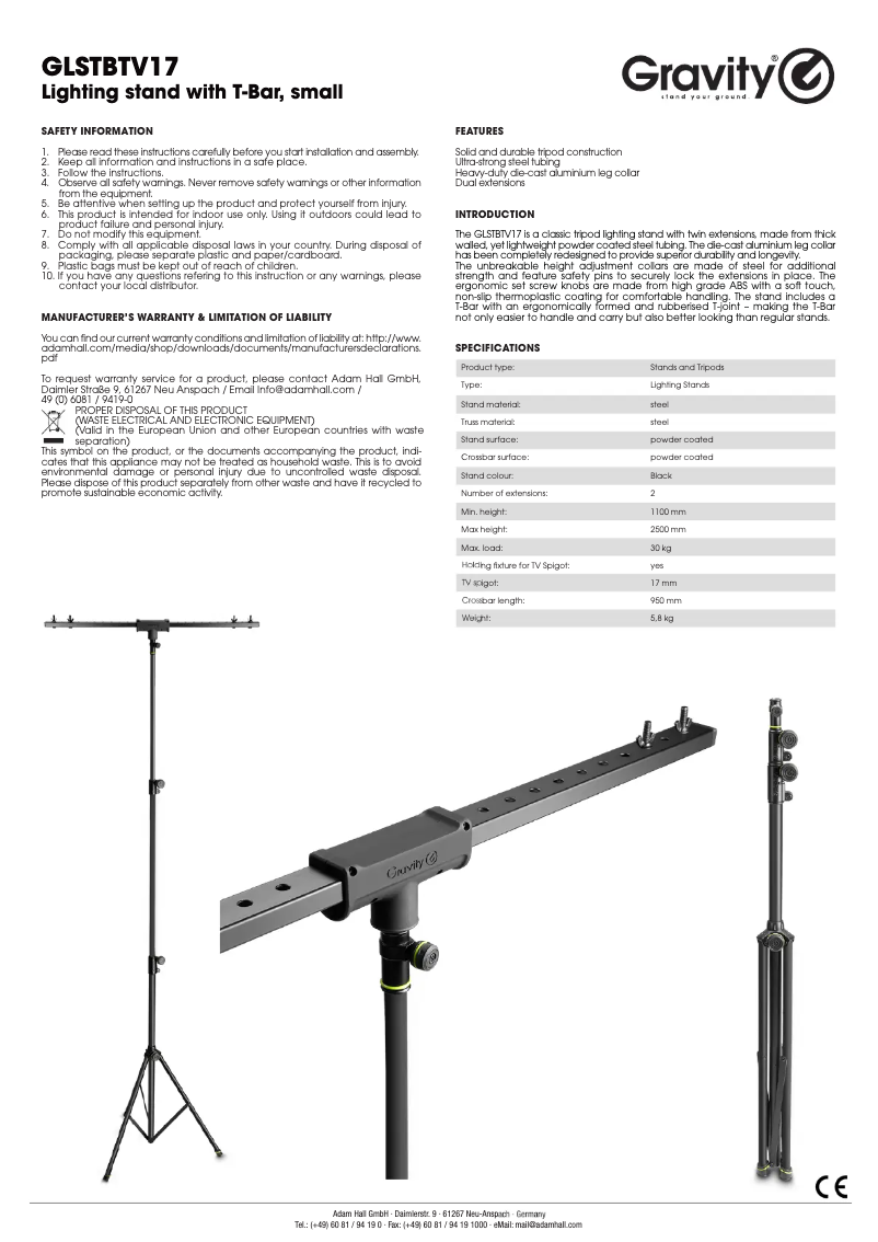 Page 1 de la notice Manuel utilisateur Gravity LS TBTV 17