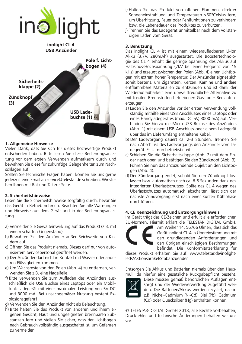 Page 1 de la notice Manuel utilisateur Inolight CL 4