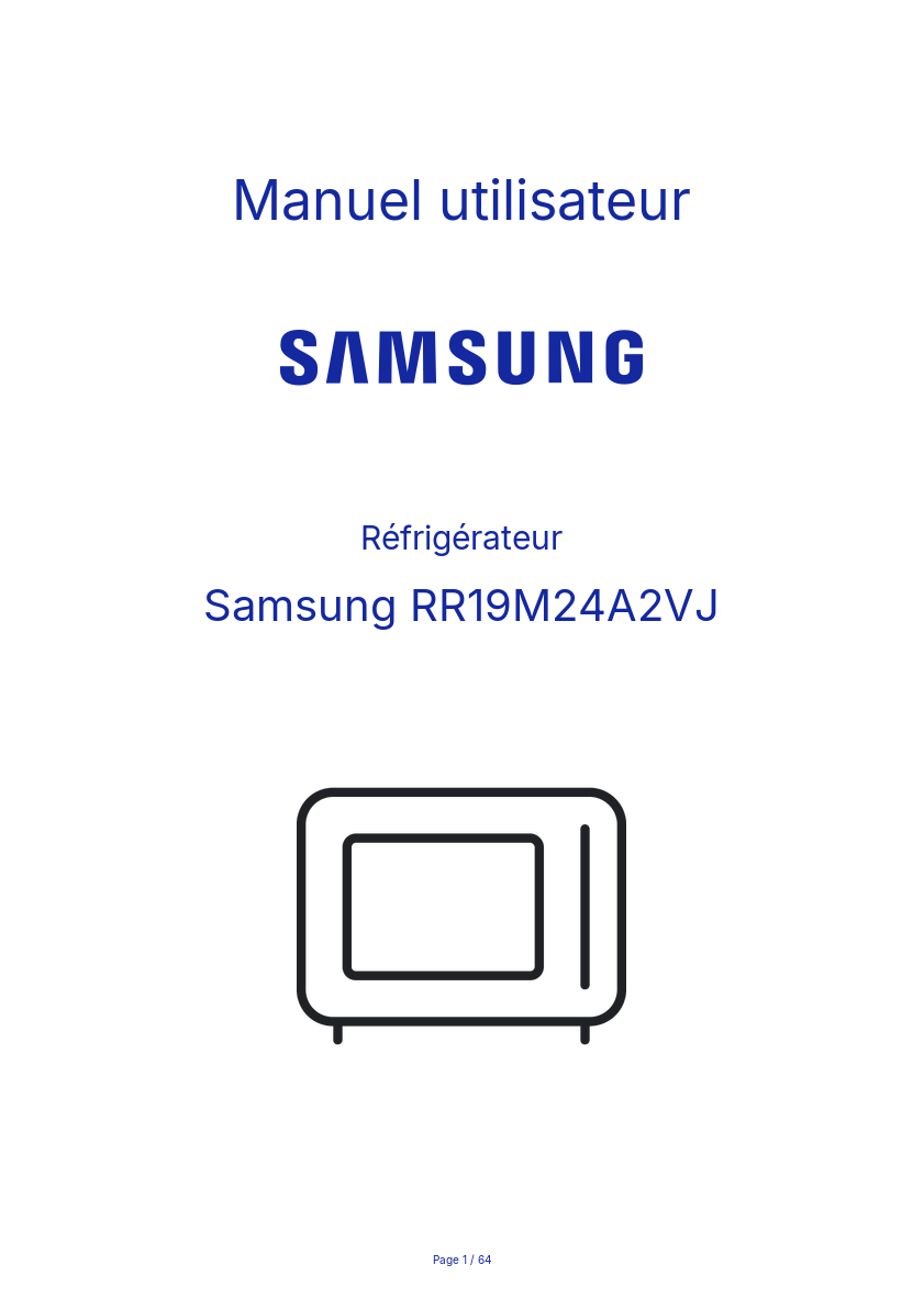 Page n°1 - Manuel utilisateur Samsung RR19M24A2VJ
