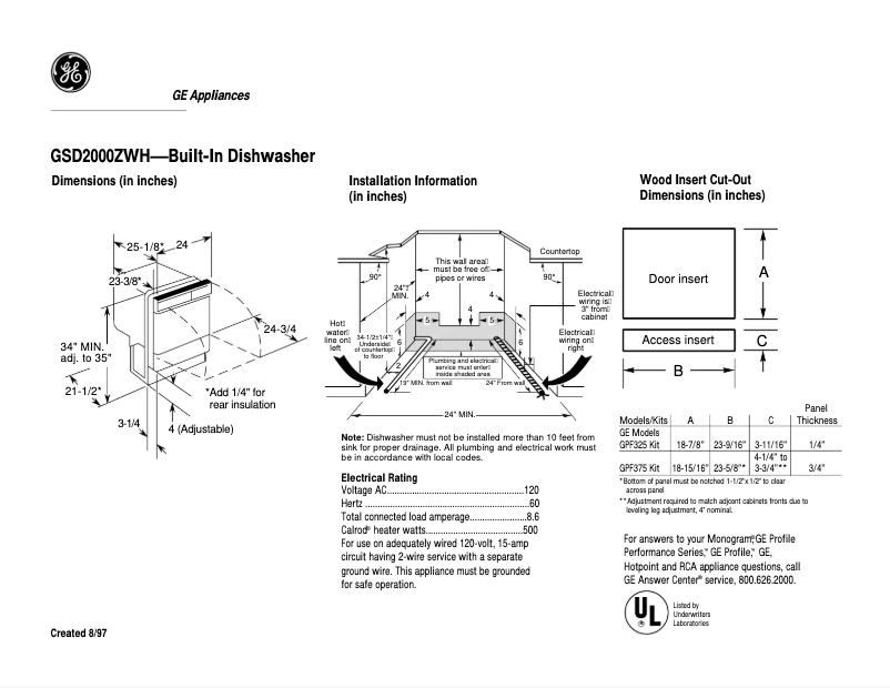First page image of the manual for GSD2000ZWH