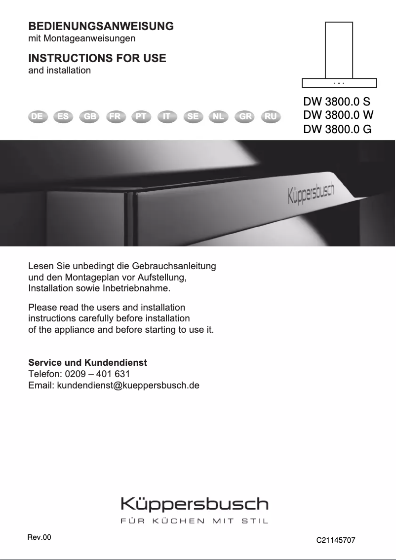 Image de la première page du manuel de l'appareil DW3800.0W