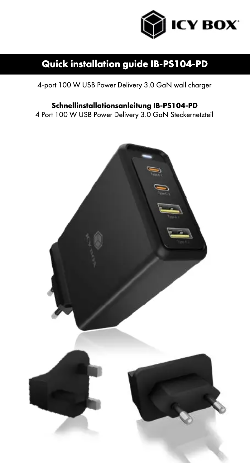 Page 1 de la notice Manuel utilisateur Icy Box IB-PS104-PD