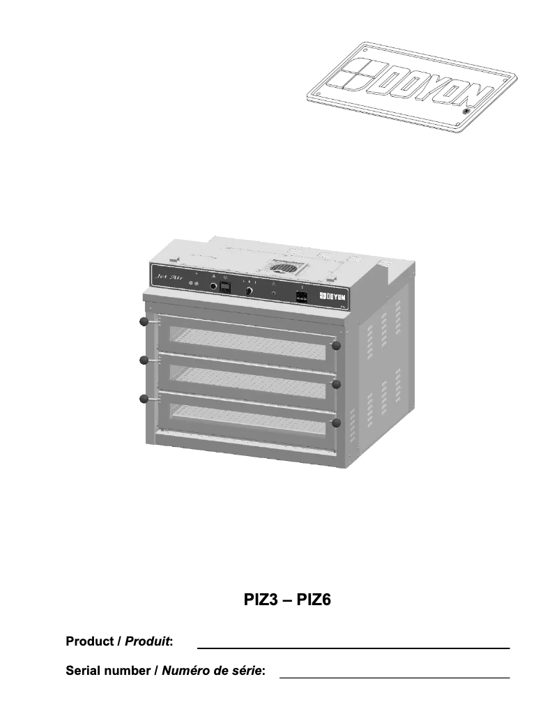 Page n°1 - Manuel utilisateur Doyon PIZ6