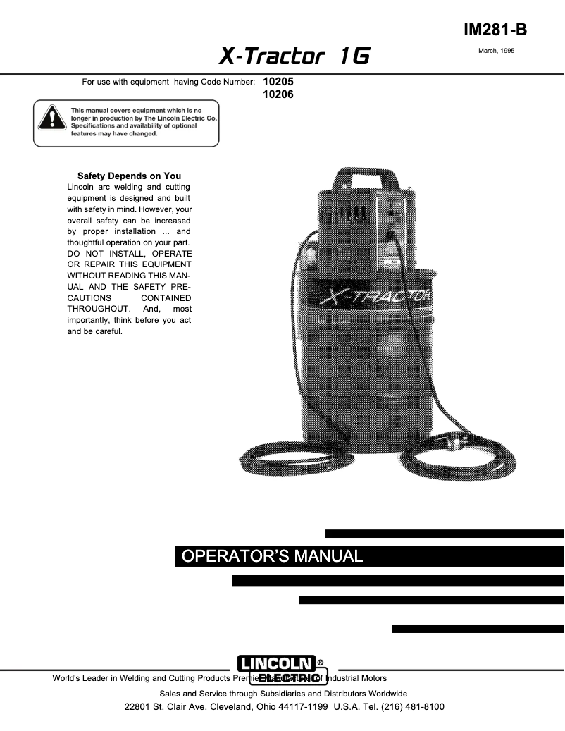 Página 1 del manual Manual de usuario Lincoln Electric X-Tractor 1G