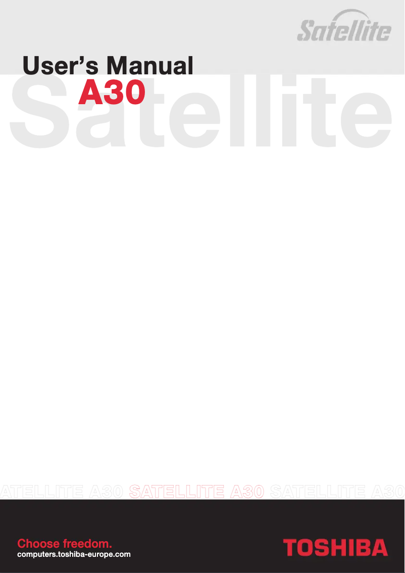 Page 1 de la notice Manuel utilisateur Toshiba Satellite A30