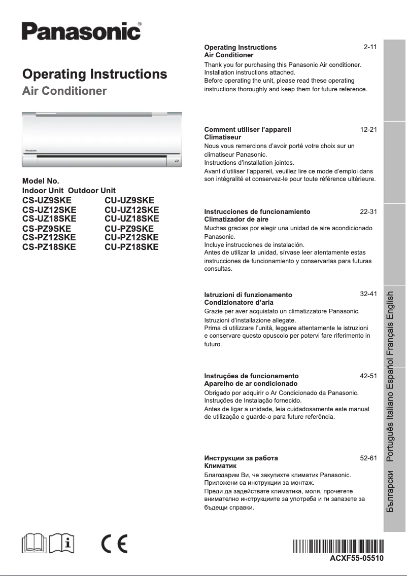 Page 1 de la notice Manuel utilisateur Panasonic CS-UZ9SKE