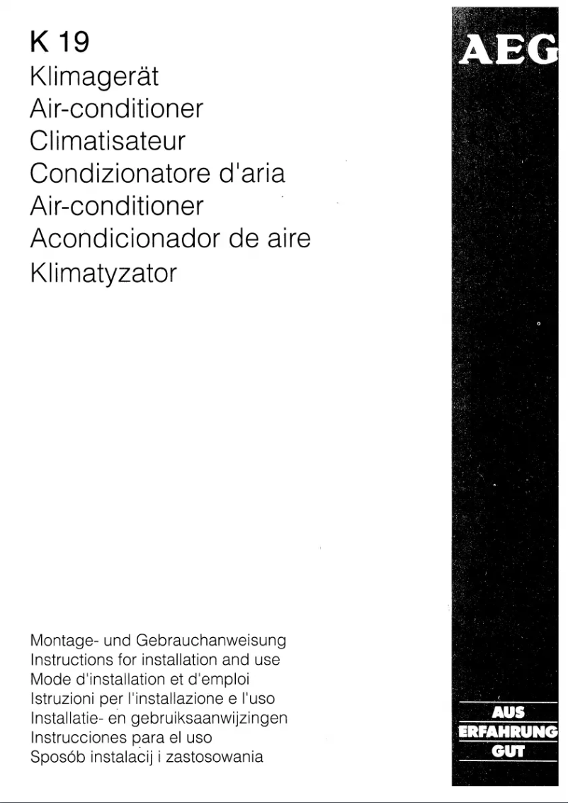 Page 1 de la notice Manuel utilisateur AEG K19