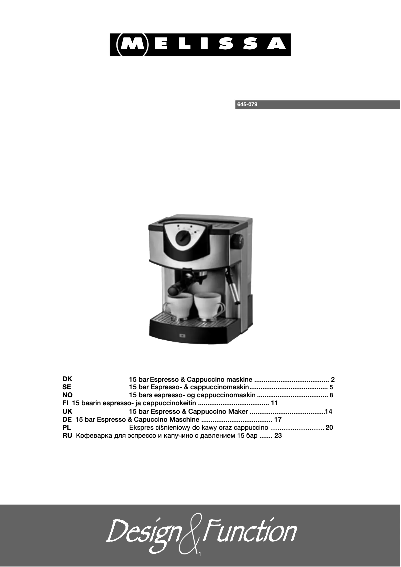 Página 1 del manual Manual de usuario Melissa 645-079