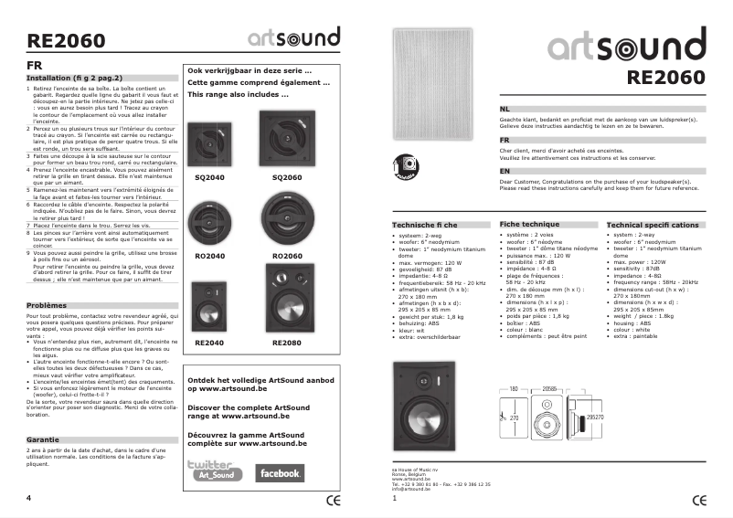 Página 1 del manual Manual de usuario Artsound RE2060