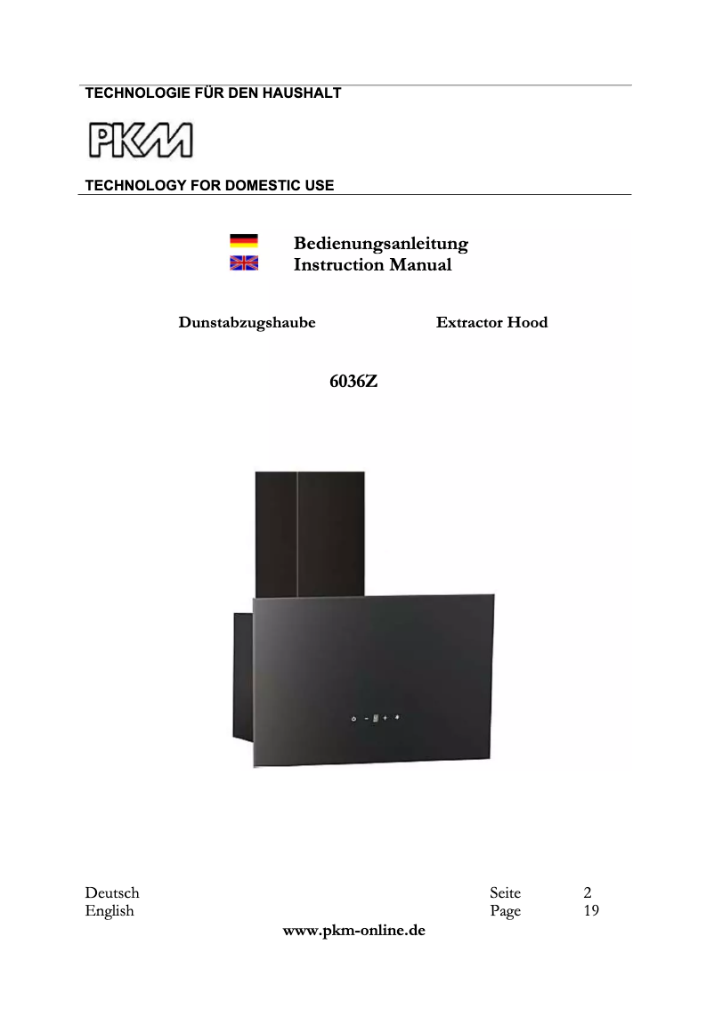 Page 1 de la notice Manuel utilisateur PKM 6036Z