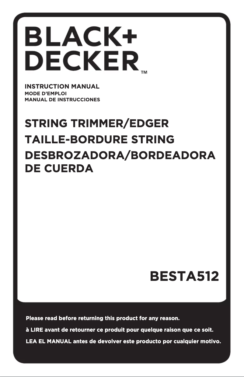 Page 1 de la notice Manuel utilisateur Black & Decker BESTA512