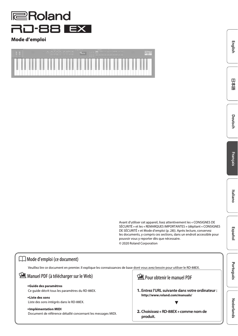Page n°1 - Manuel utilisateur Roland RD-88 EX