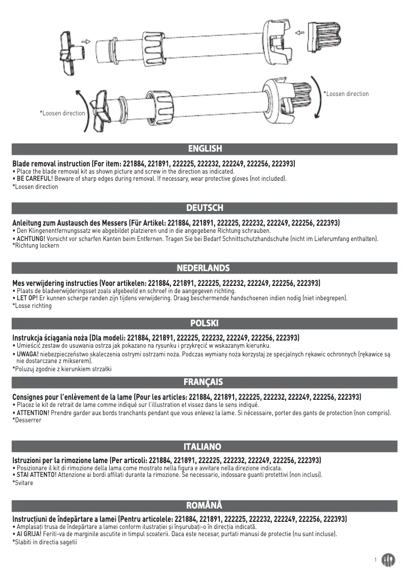 Page 1 de la notice Manuel utilisateur Hendi 222232