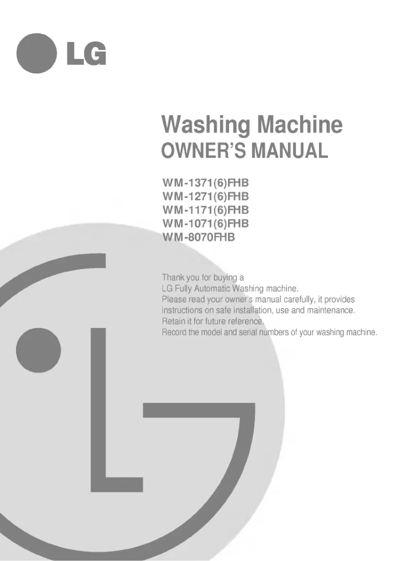 Page n°1 - Manuel utilisateur LG WD-1374FHB