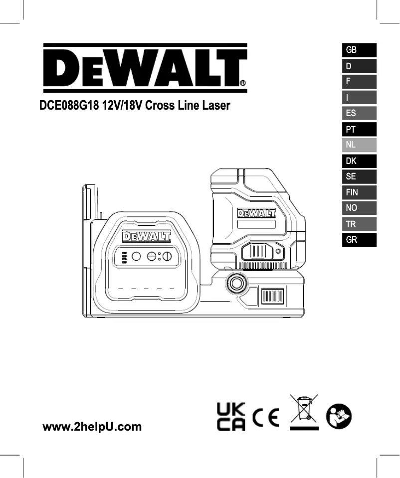 Page n°1 - Manuel utilisateur DeWalt DCE088