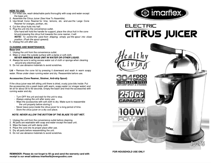 Imagen de la primera página del manual del dispositivo IJ-75