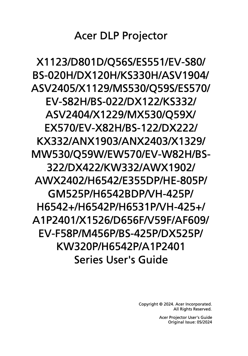 Imagen de la primera página del manual del dispositivo Q59X