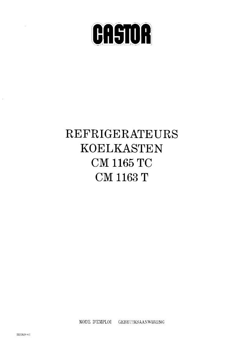 Page n°1 - Manuel utilisateur Castor CM 1165 TC