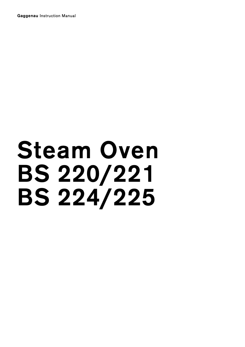 Page 1 de la notice Manuel utilisateur Gaggenau BS 221-100
