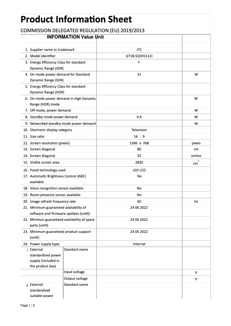 Image de la première page du manuel de l'appareil S32H5112J