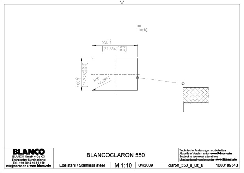 Page n°1 - Manuel utilisateur BLANCO CLARON 550-U/N