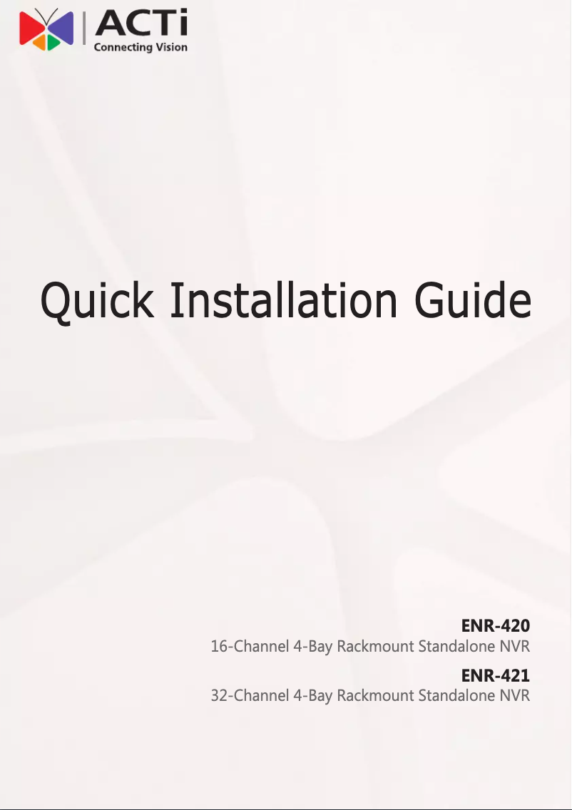 Page 1 de la notice Manuel utilisateur ACTi ENR-421