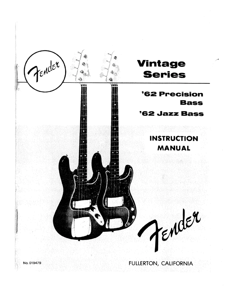 Page 1 de la notice Manuel utilisateur Fender '62 Jazz Bass Vintage Series