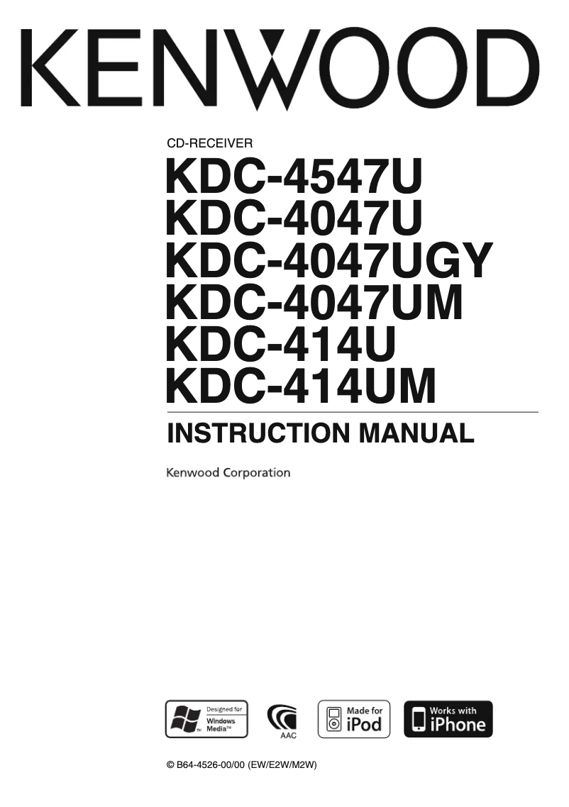 Page n°1 - Manuel utilisateur Kenwood KDC-W4047UA