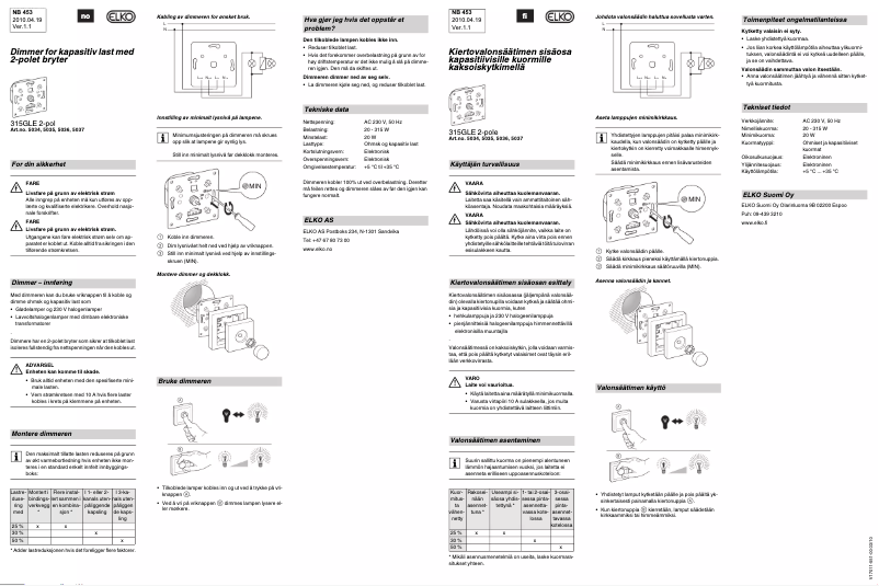 Page n°1 - Manuel utilisateur ELKO RS 315 GLE