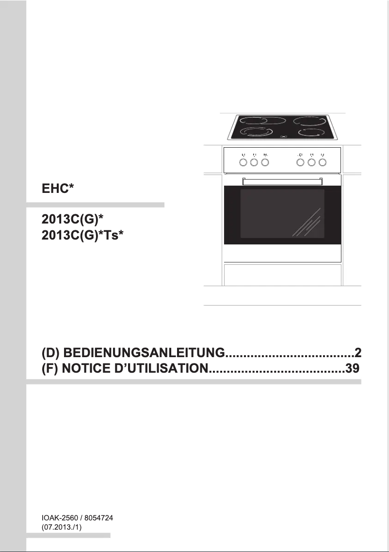 Page 1 de la notice Manuel utilisateur Amica EHC 12509 W