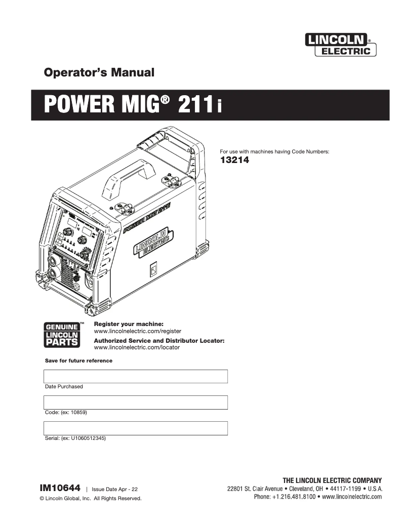 Image de la première page du manuel de l'appareil POWER MIG 211i