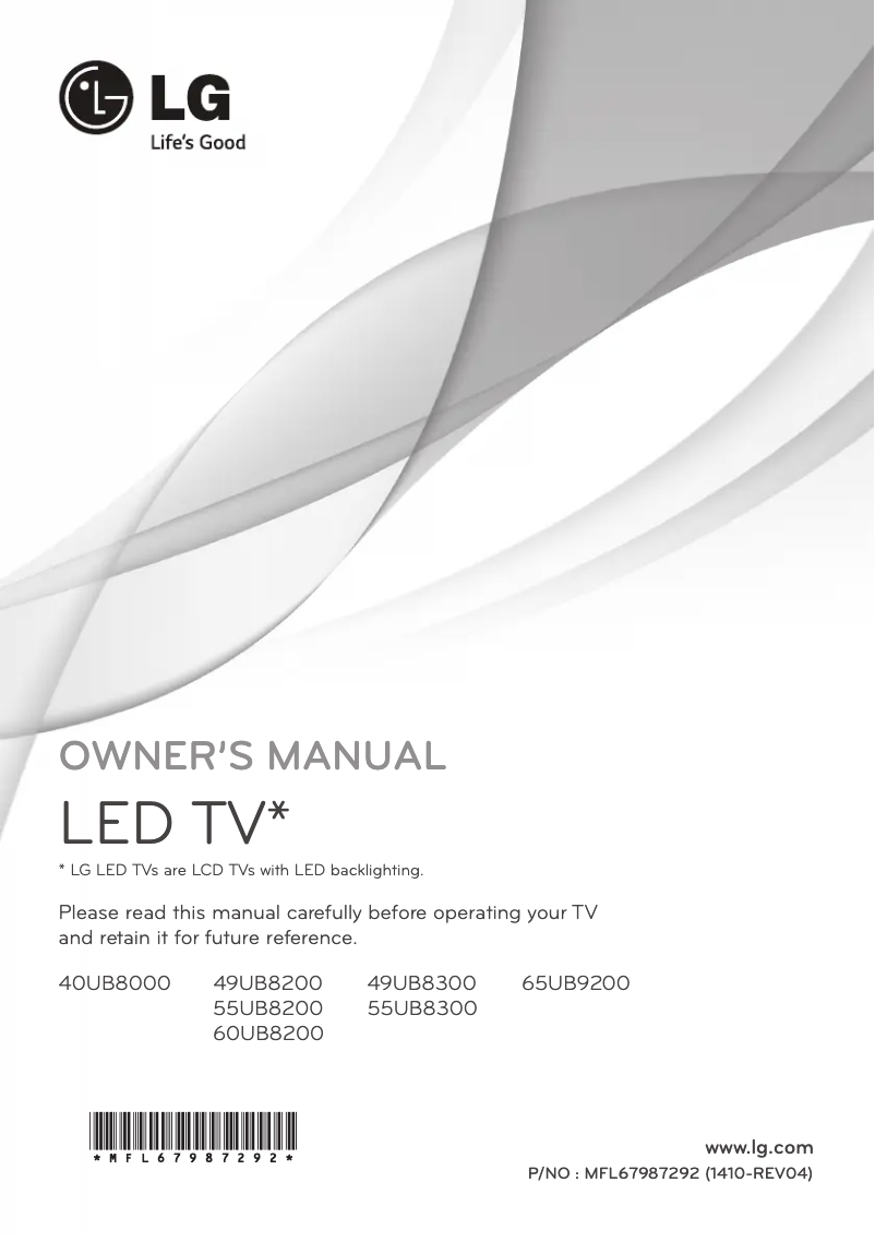 Page 1 de la notice Manuel utilisateur LG 60UB8200