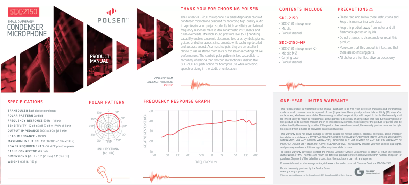 Page 1 de la notice Manuel utilisateur Polsen SDC-2150