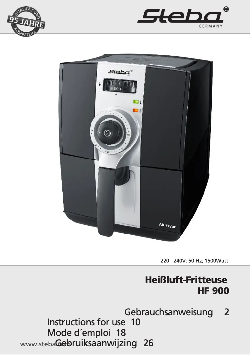 Page n°1 - Manuel utilisateur Steba HF 900