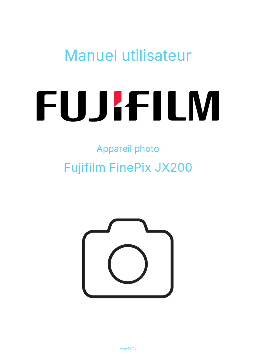Page n°1 - Manuel utilisateur Fujifilm FinePix JX200