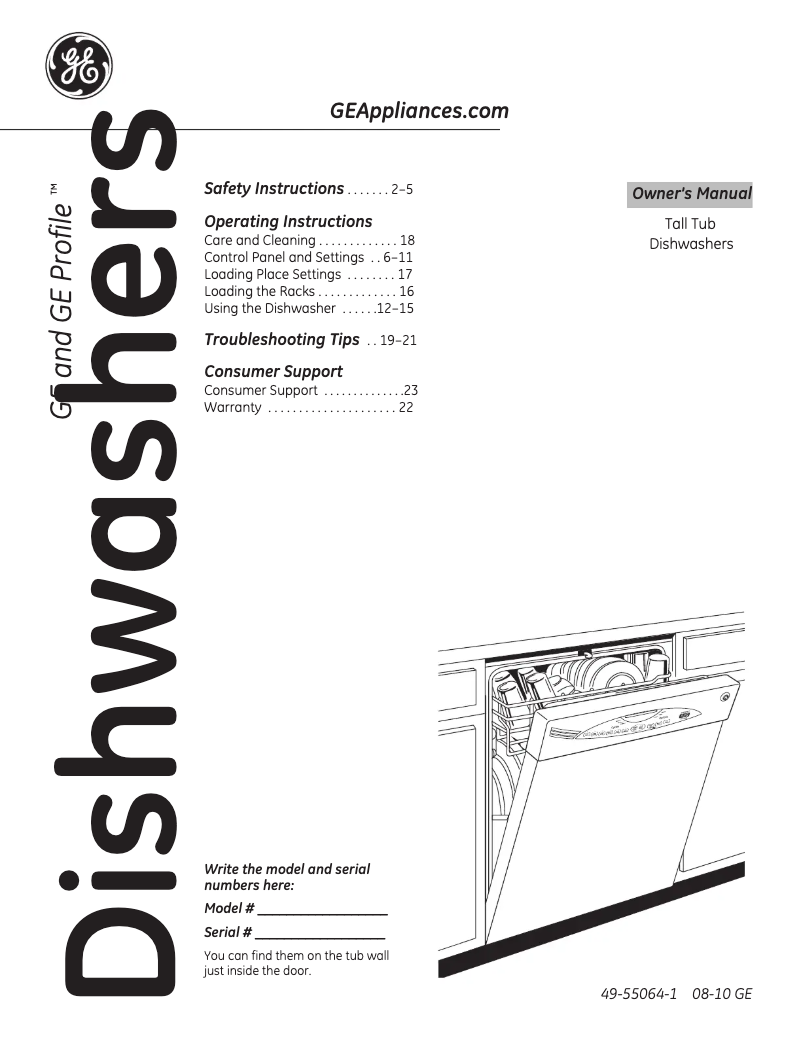 Page 1 de la notice Manuel d'utilisation et d'entretien GE GLD4908TWW