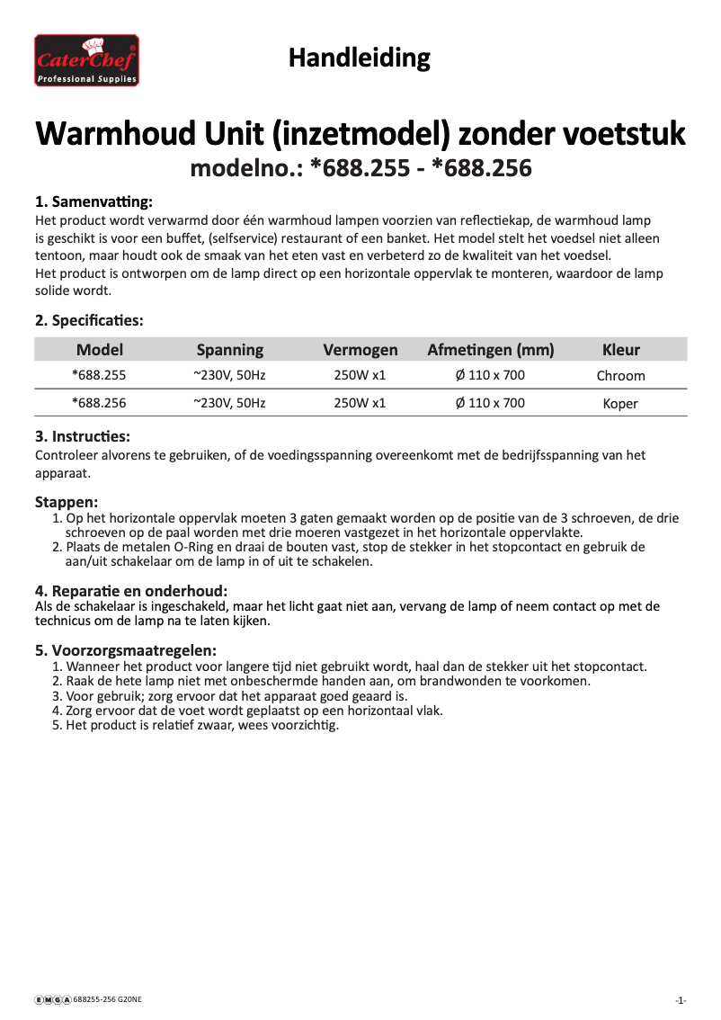Page n°1 - Manuel utilisateur CaterChef 688255